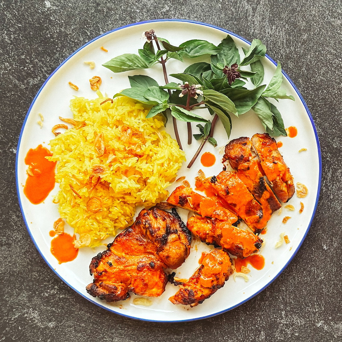 Thai Red Curry Chicken with Turmeric Sticky Rice