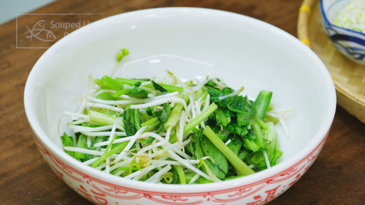 Image of Quickly stir-fry Chinese celery, bean sprouts, and stem lettuce over...