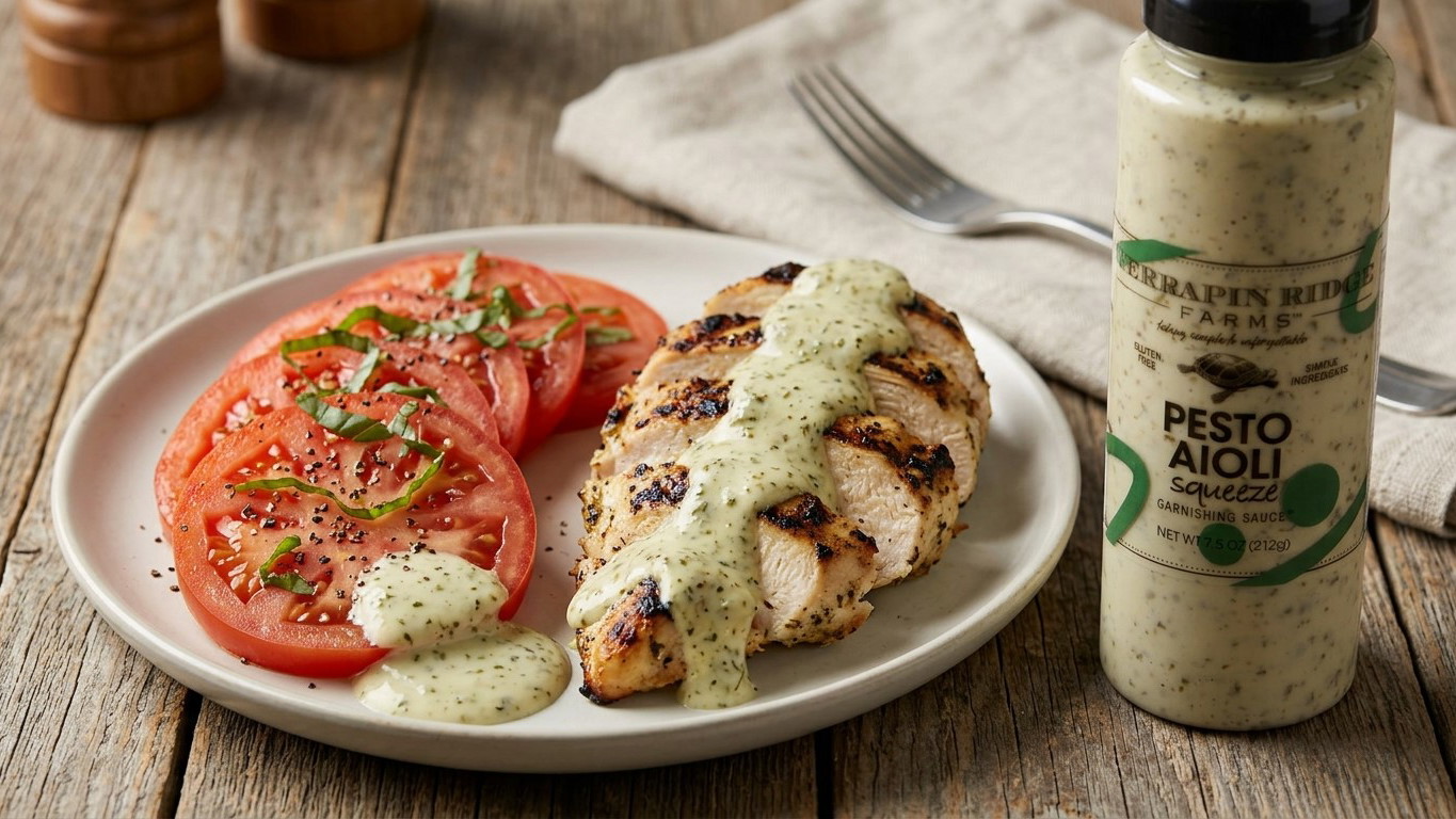 Image of Grilled Chicken with Pesto Aioli & Fresh Tomato