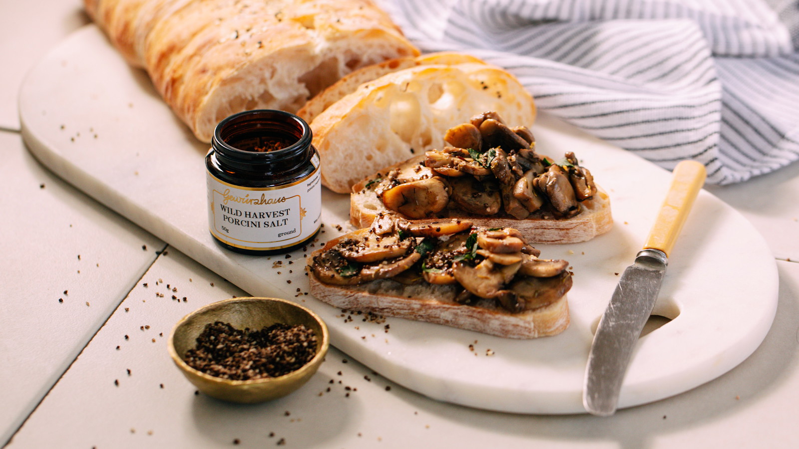 Image of Mushroom Bruschetta with Porcini Salt