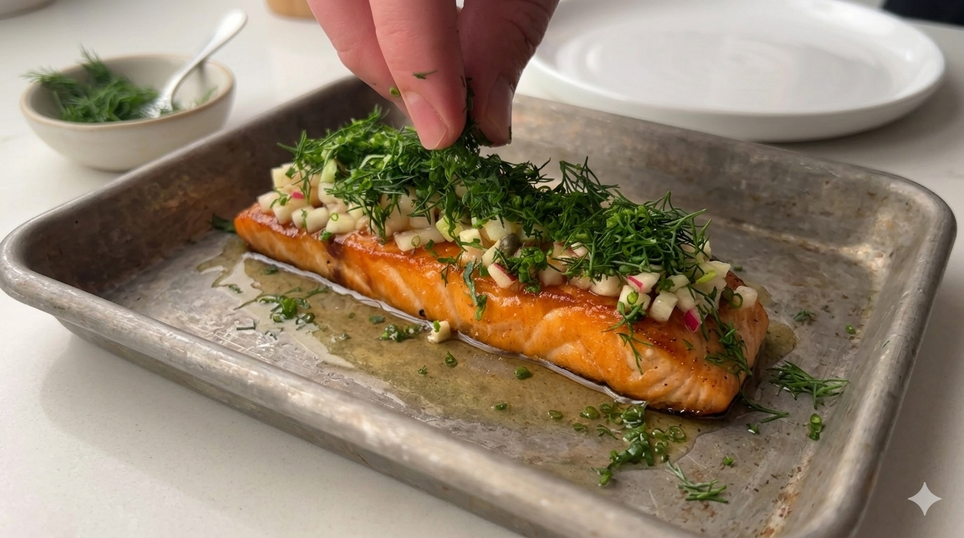 Image of Herb & White Peach Relish Salmon