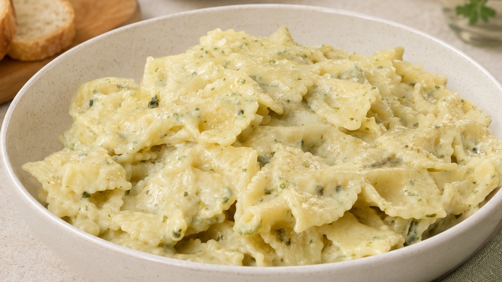 Image of Culinary Genie Creamy Bowtie Pasta recipe using Culinary Genie Salt-Free Everyday Seasoning Blend