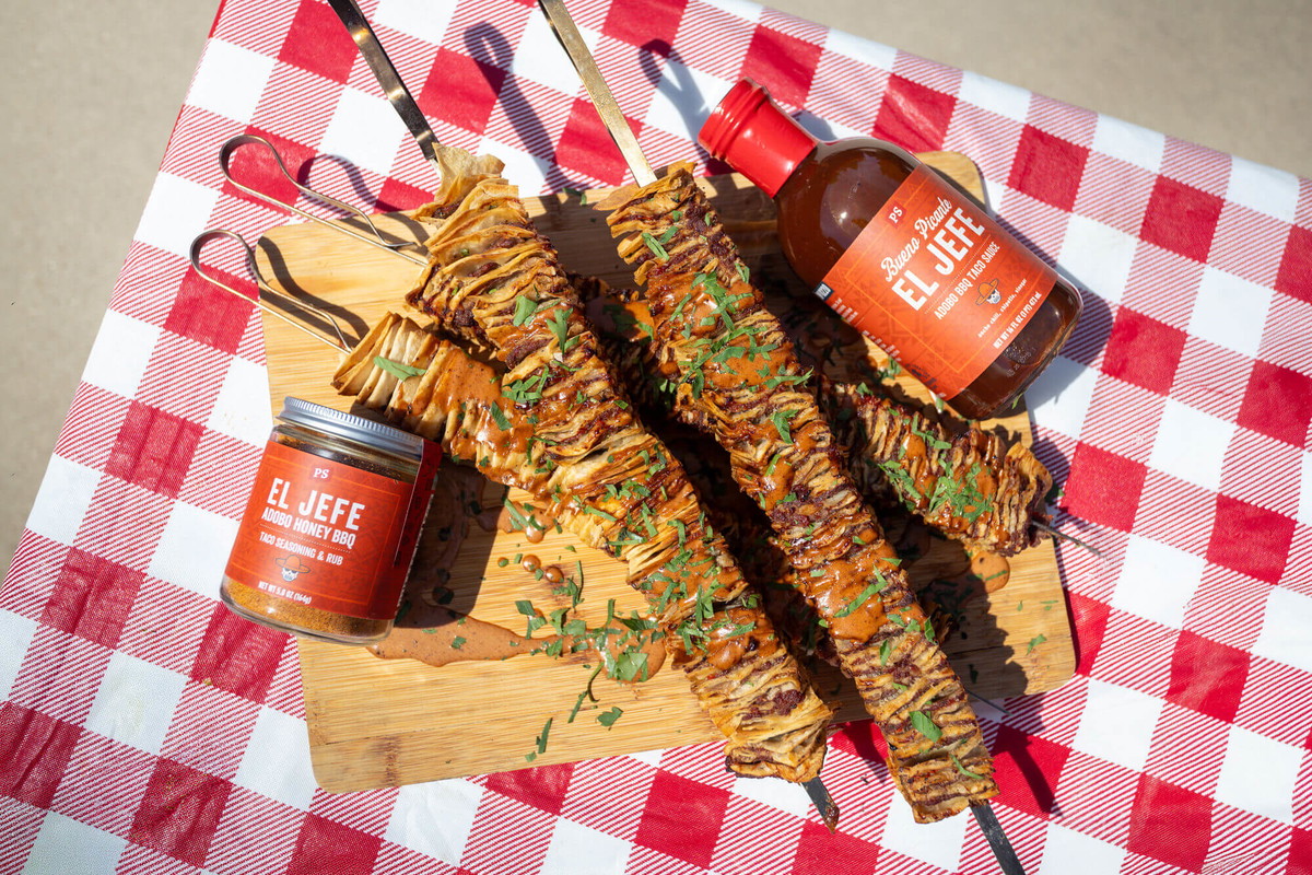 Sparkler- Style Layered Taco Skewers with El Jefe Ranch
