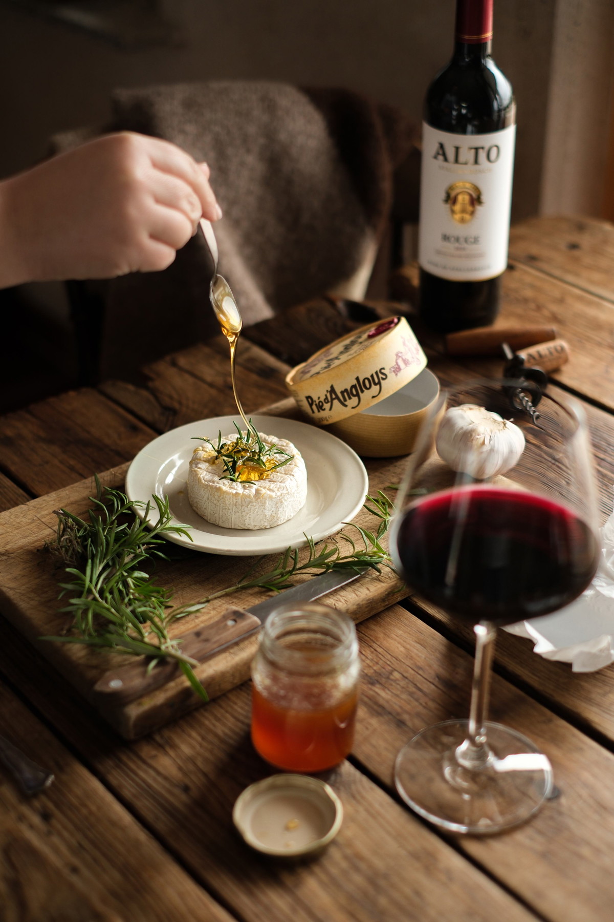 Fire-Roasted Camembert with Red Wine & Chorizo
