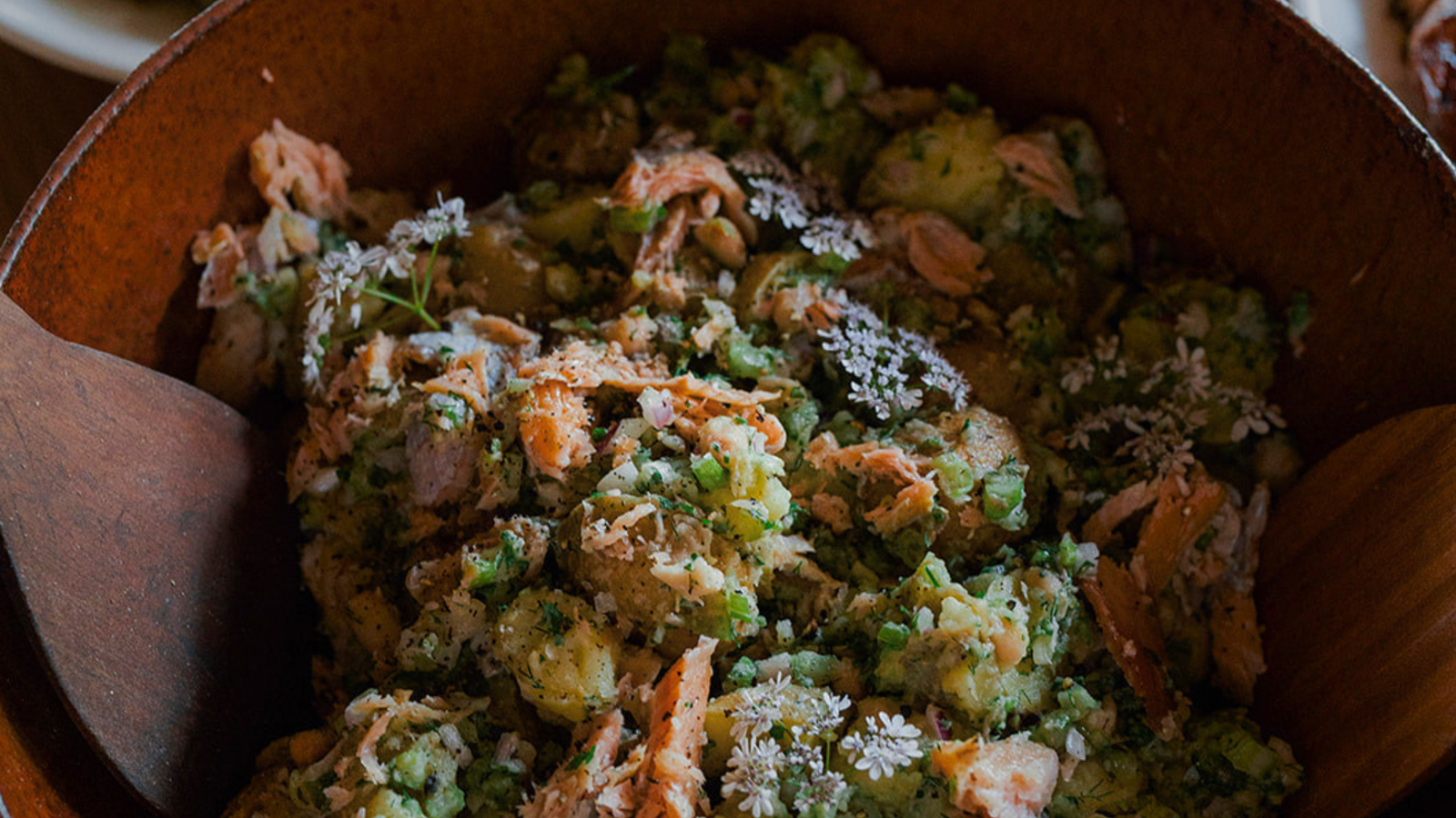 Image of White Bean, Potato Salad with Rainbow Trout and Aromatics