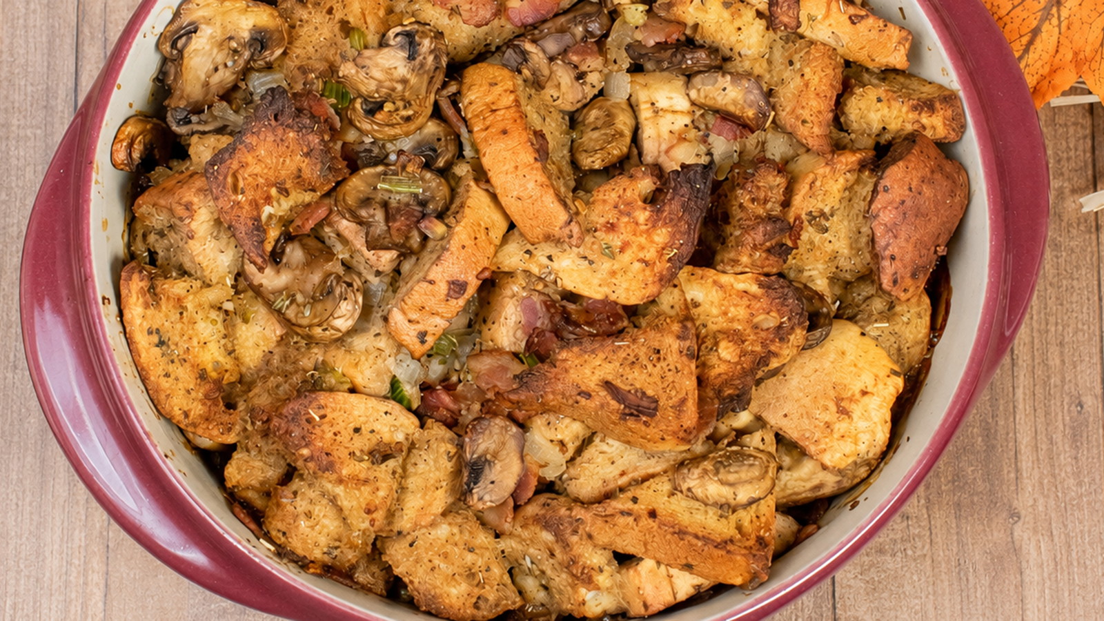 Image of Bacon Mushroom and Sage Stuffing recipe using Culinary Genie Salt-Free Peppery Sage Seasoning Blend