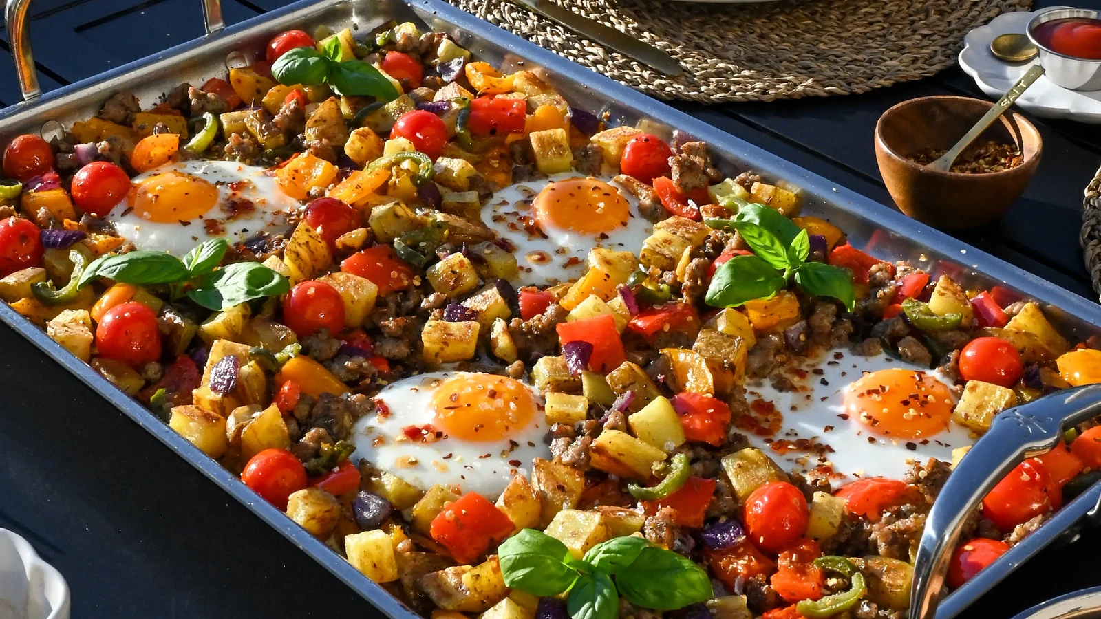 Image of Italian Sausage & Peppers Breakfast Hash on the Griddle