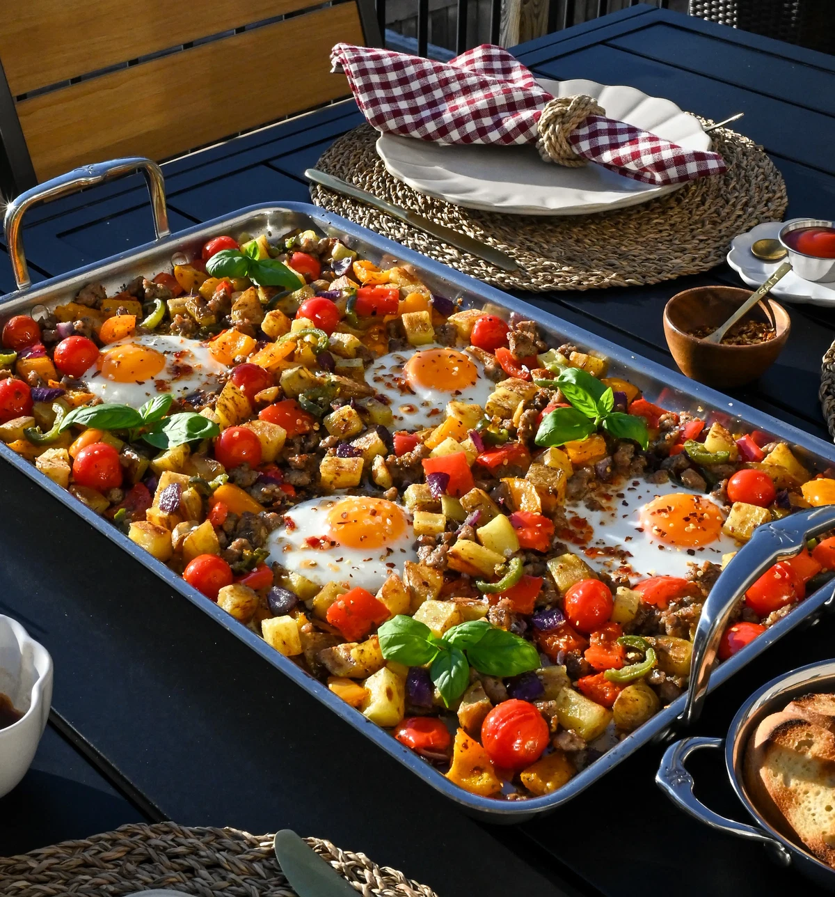 Italian Sausage & Peppers Breakfast Hash on the Griddle