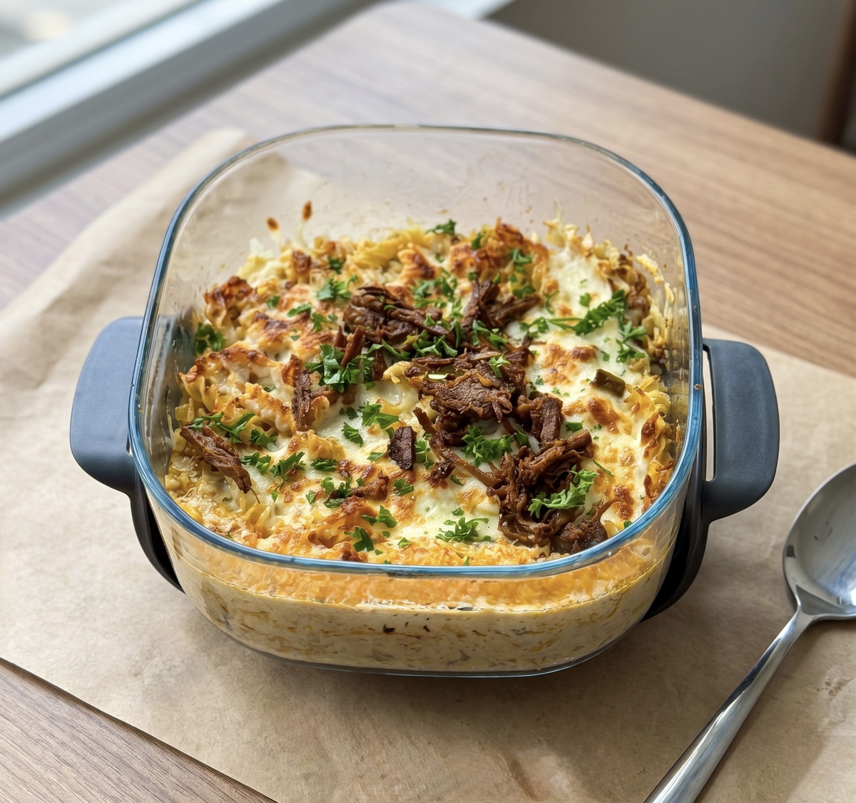 Baked Fussili Creamy Rendang