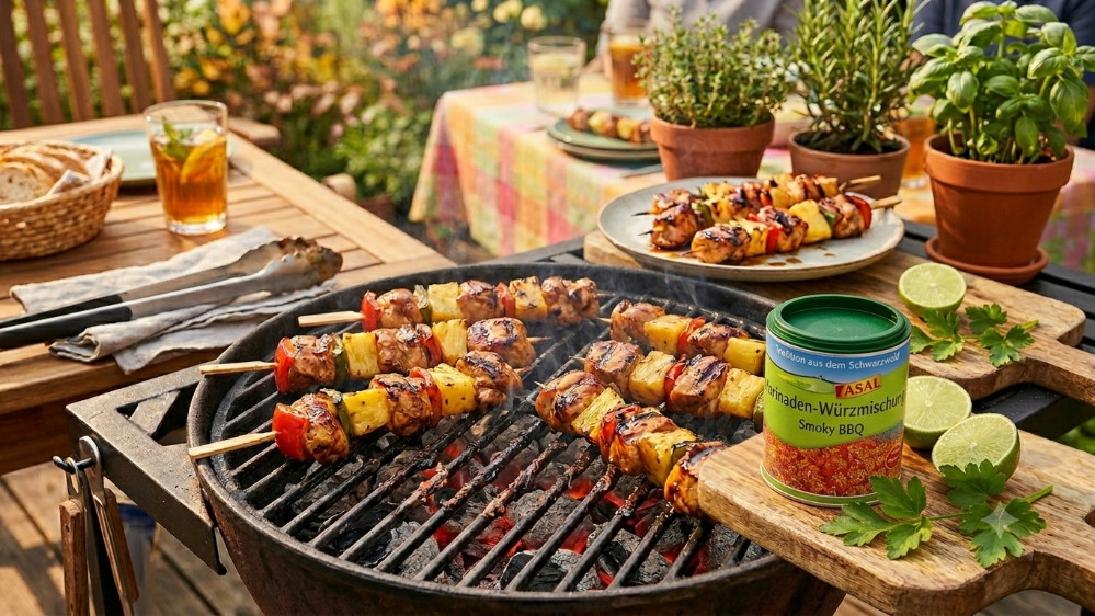 Image of BBQ Hähnchen-Ananas-Spieße vom Grill
