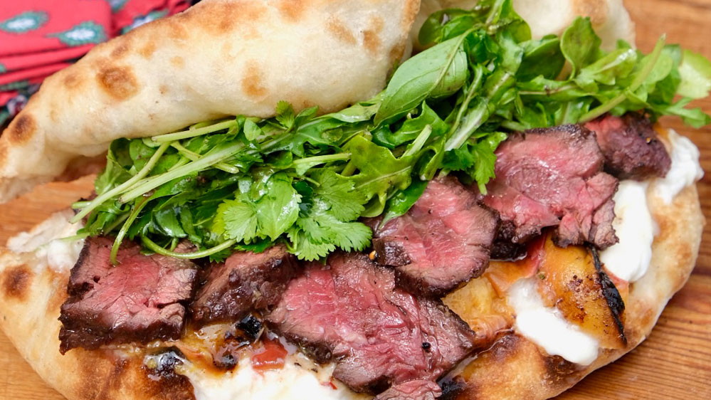 Folded Hanger Steak Pizza Sandwich