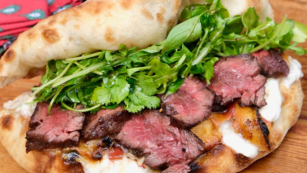 Folded Hanger Steak Pizza Sandwich