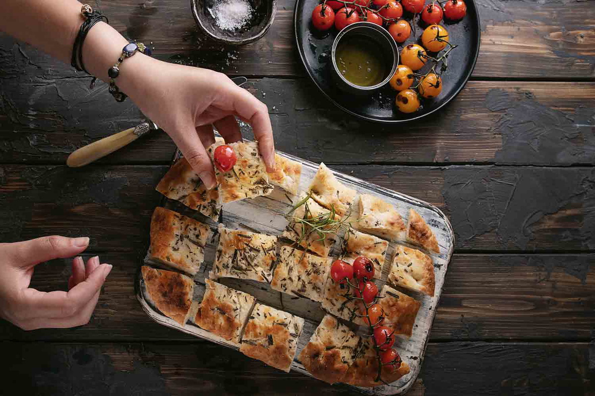 Focaccia mit Olivenöl