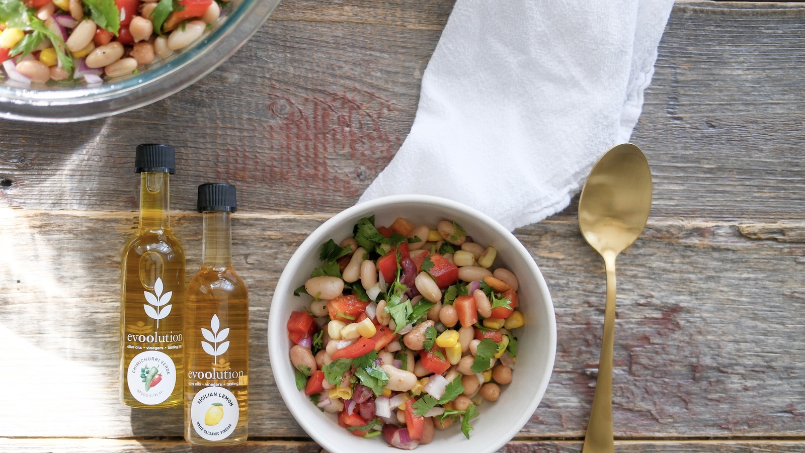 Image of Zesty Bean Salad with Chimichurri Verde Olive Oil and Sicilian Lemon Balsamic