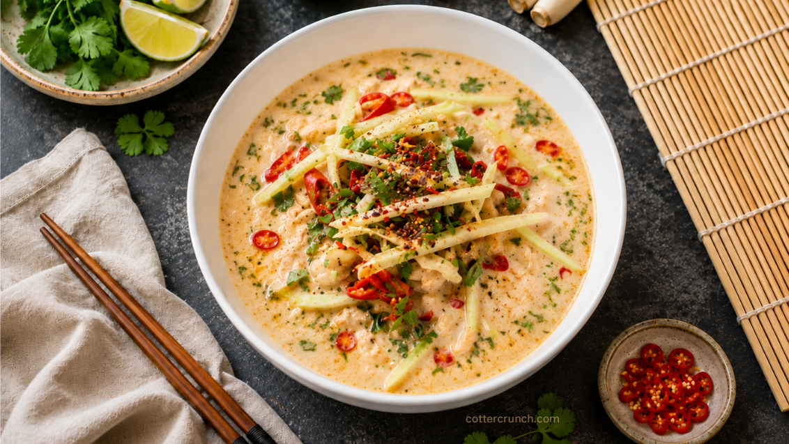 Image of Thai Coconut Cabbage Soup with Shrimp or Scallops