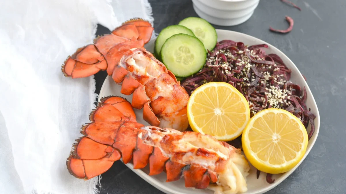Image of Lobster with Garlic Tahini Japanese Sweet Potatoes