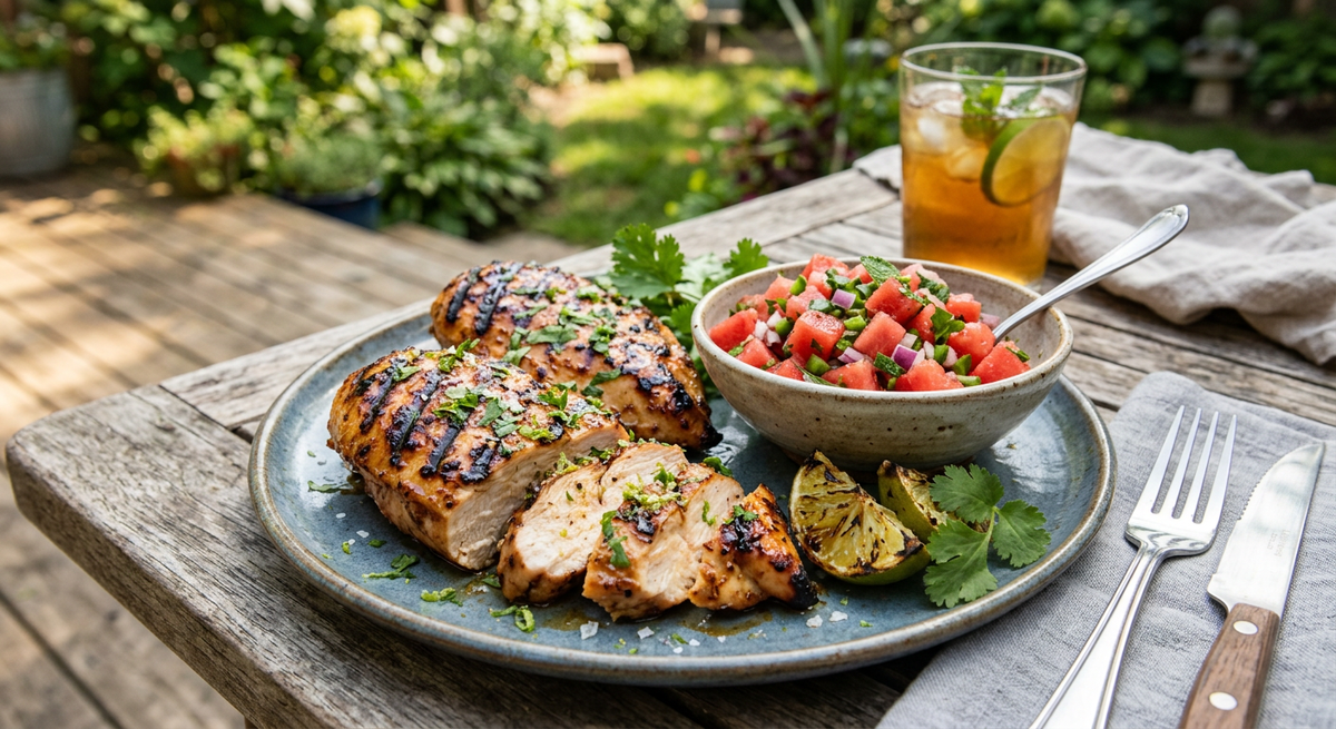 Grilled Honey Lime Chicken with Watermelon Salsa