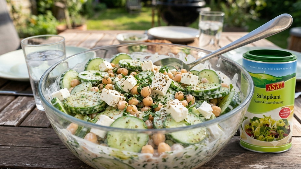 Image of Gurken-Feta-Salat mit Kichererbsen