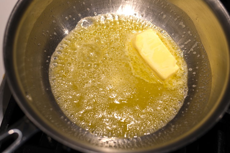 Image of Melt butter in a medium-sized saucepan. You want a pan...