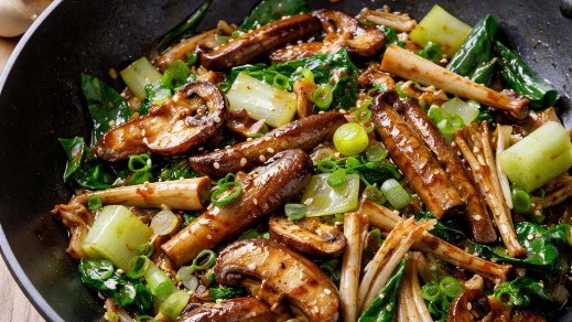 Image of Stir-fried Mushrooms with Bok Choy