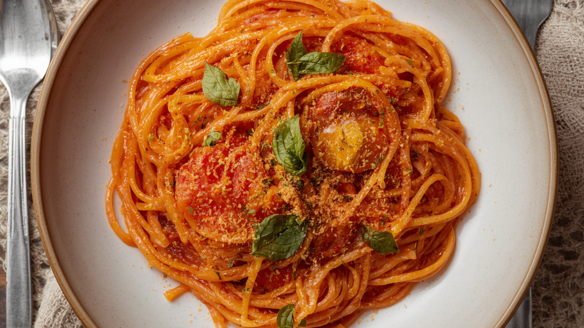 Pasta al Pomodoro Siciliano mit Oregano