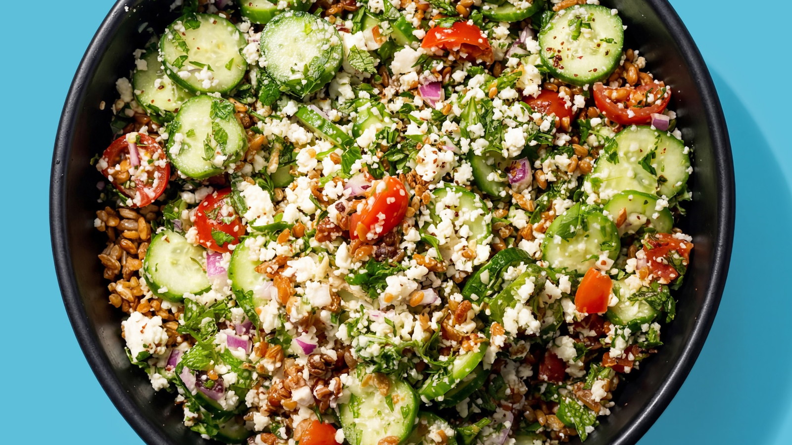 HIGH PROTEIN MEDITERRANEAN CRISPY RICE SALAD