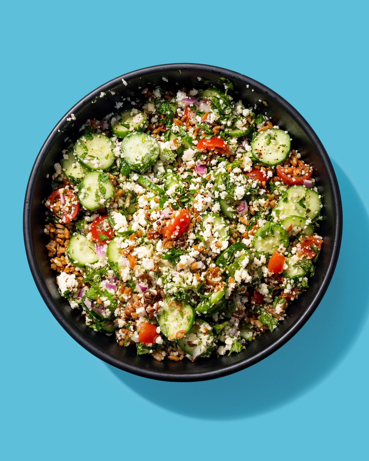 HIGH PROTEIN MEDITERRANEAN CRISPY RICE SALAD
