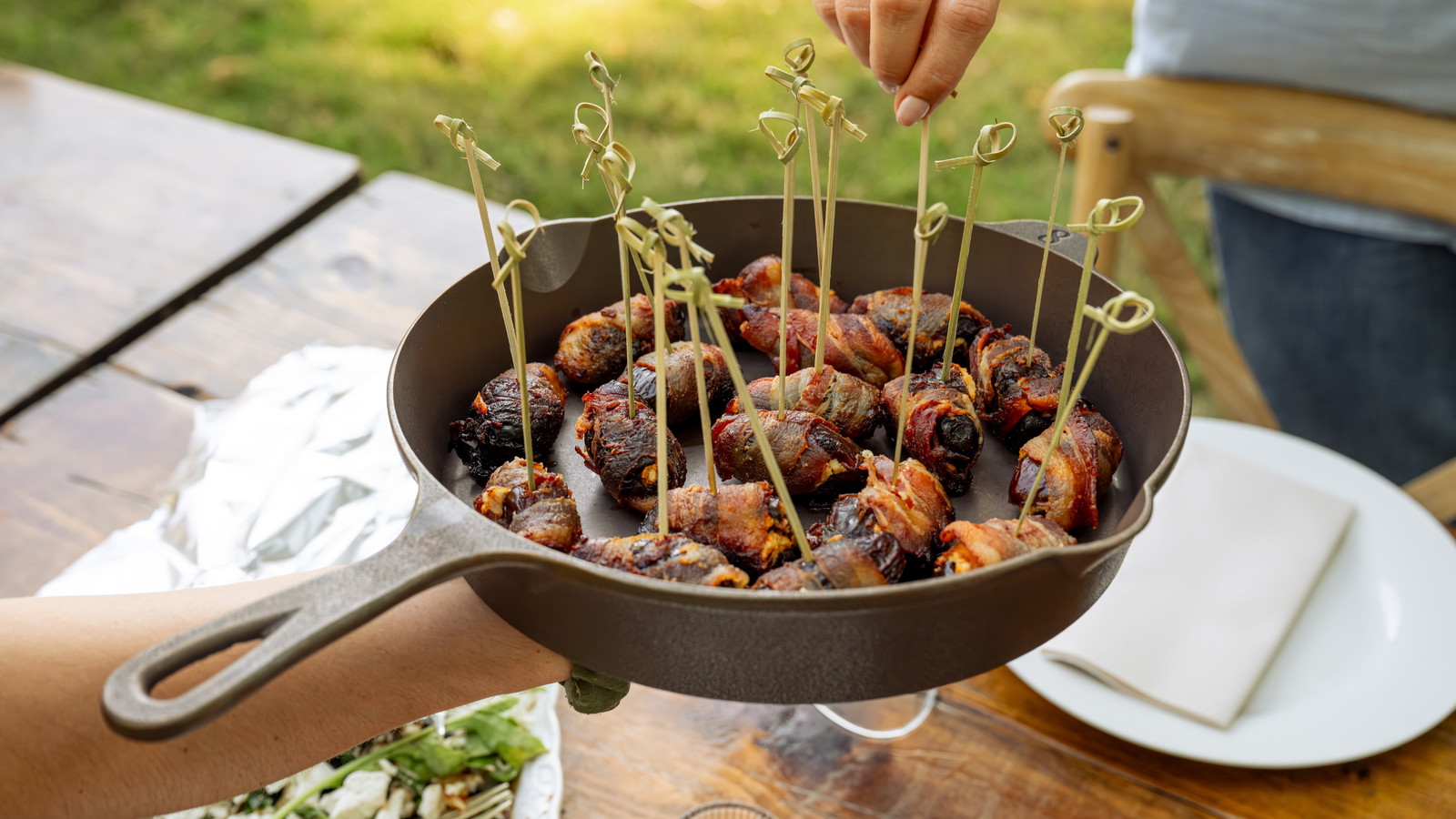 Image of The Best Cast Iron Goat Cheese Stuffed Bacon-Wrapped Dates