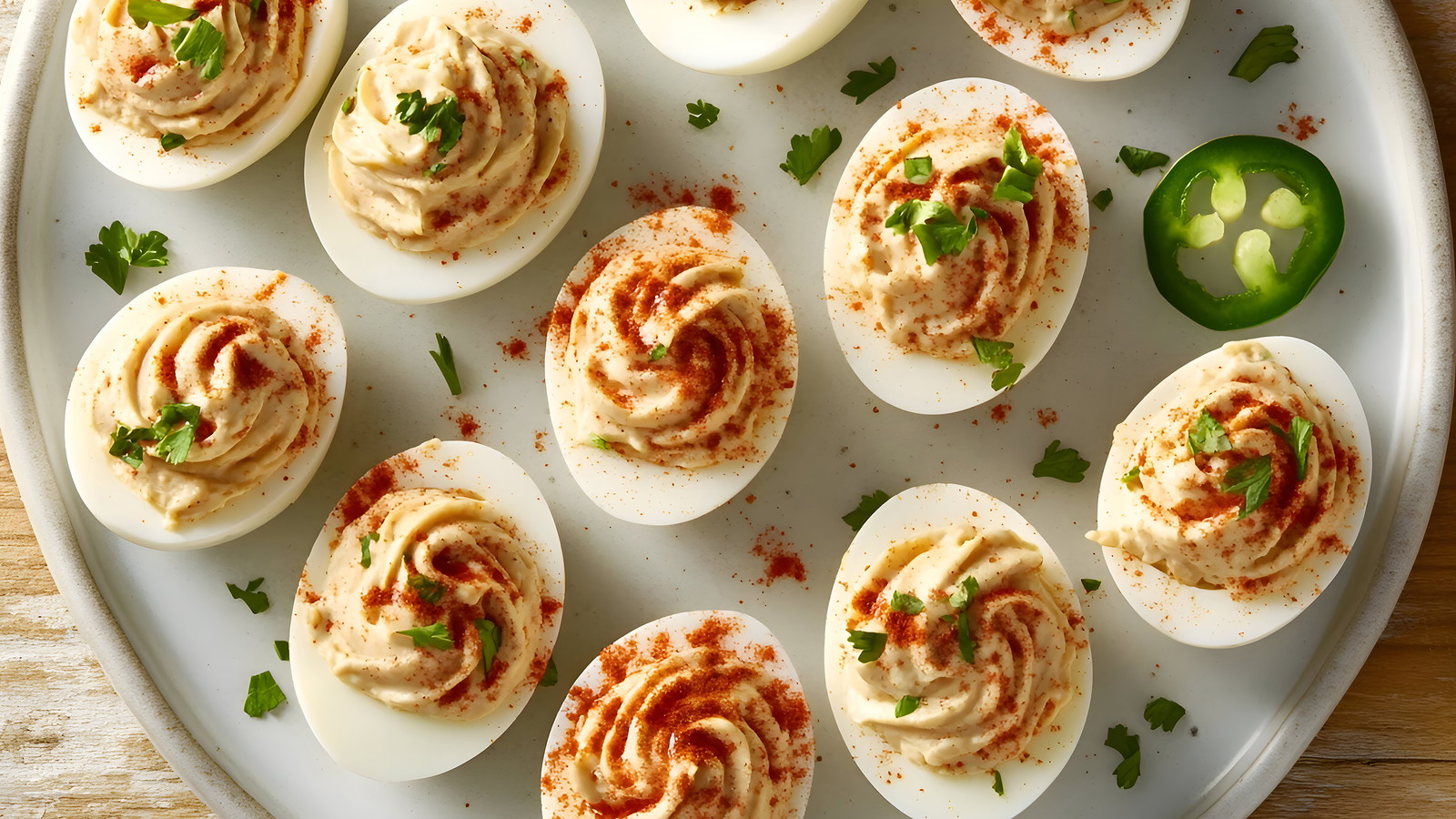 Cajun Deviled Eggs made with Culinary Genie Salt-Free Cajun Creole Seasoning Blend