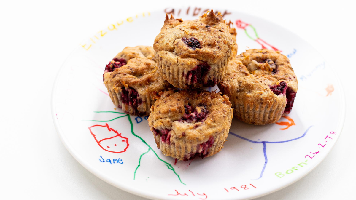 RASPBERRY BANANA MUFFINS