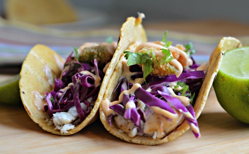 Tacos de Dorado con Col Aguacate y Crema de Chipotle