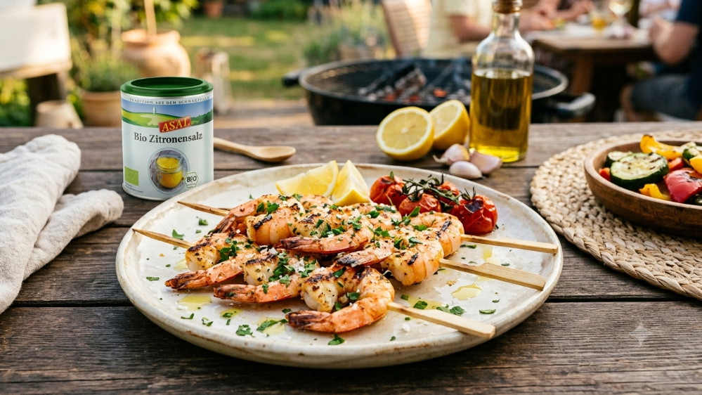 Image of Gegrillte Garnelen mit Zitronensalz-Marinade