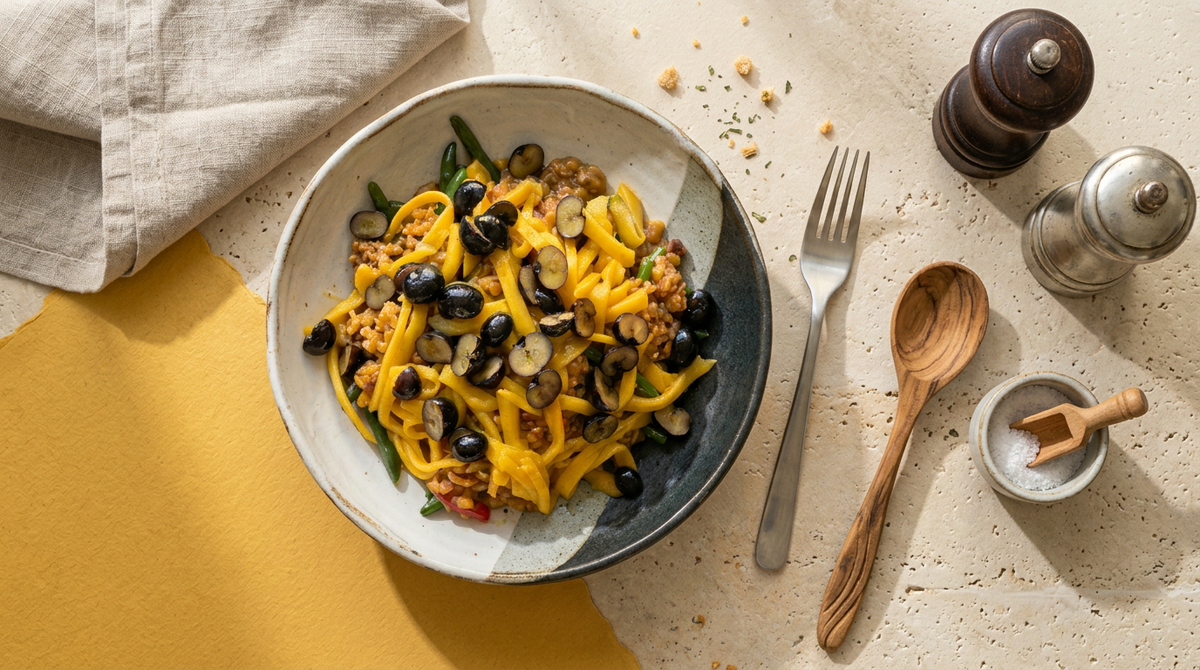 Indisches Daal mit Tamarinde, Paneer und Mango