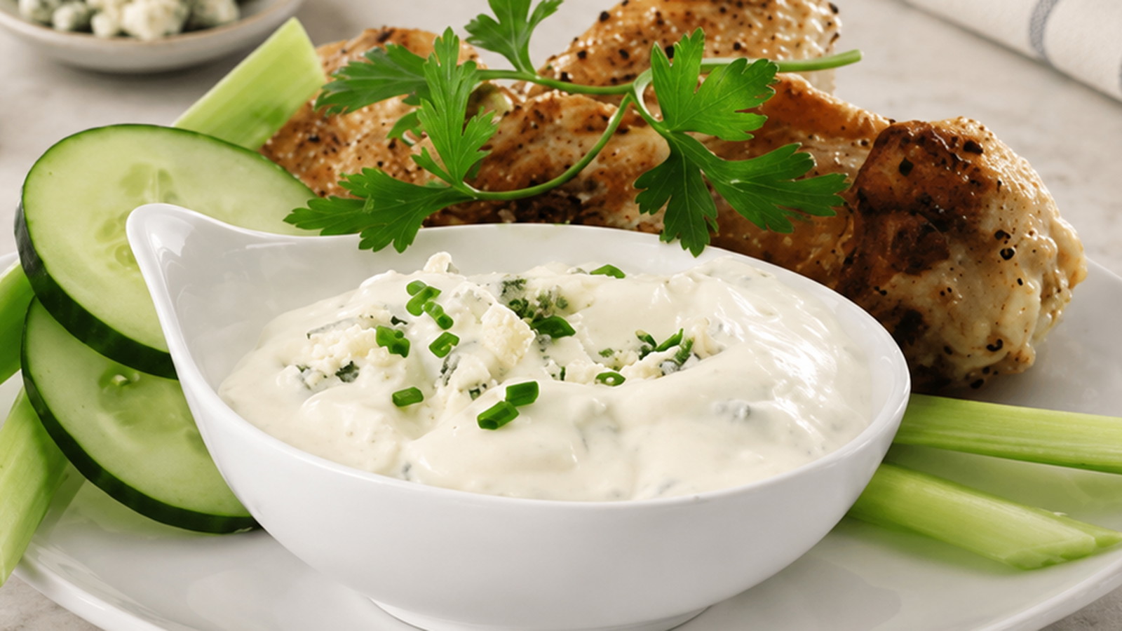Buttermilk Blue Cheese Dressing made with Culinary Genie Salt-Free Garlic & Herb Seasoning Blend and Culinary Genie Salt-Free Umami Mushroom Seasoning Blend
