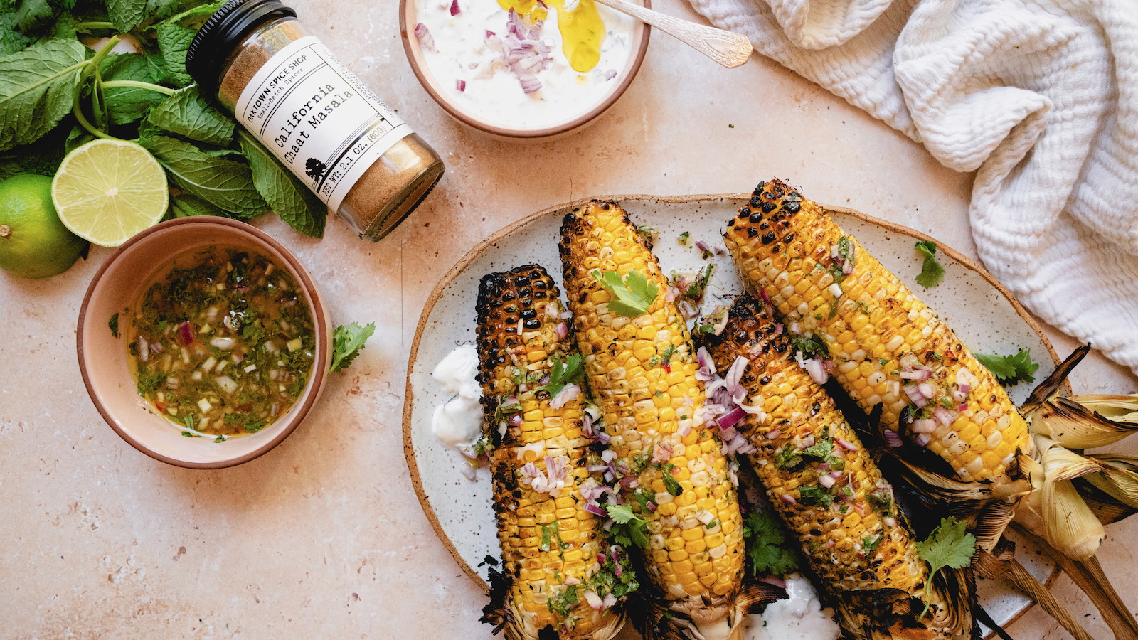 Chaat Grilled Corn with Raita