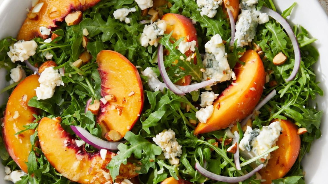 Image of Peach Arugula Salad with Lime and Peach Dressing