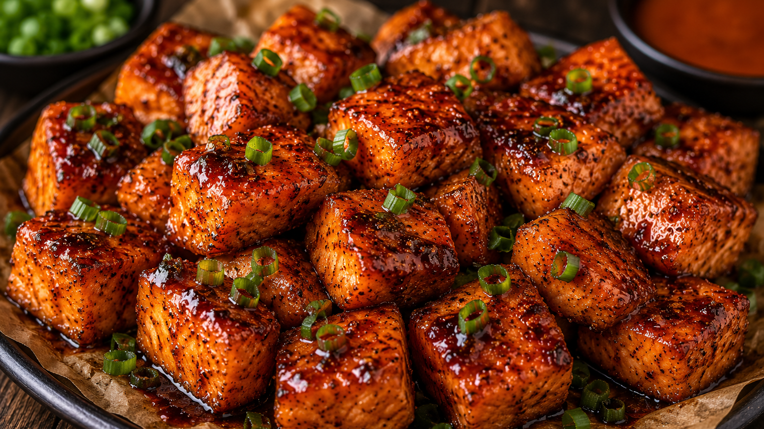 Image of Peach Habanero Salmon Bites w/ Kosmos Q + The Spice Guy