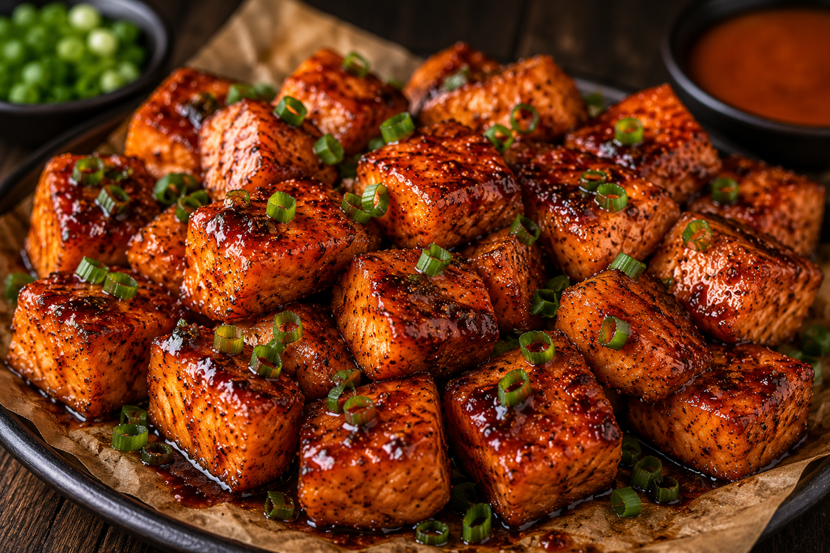 Peach Habanero Salmon Bites w/ Kosmos Q + The Spice Guy