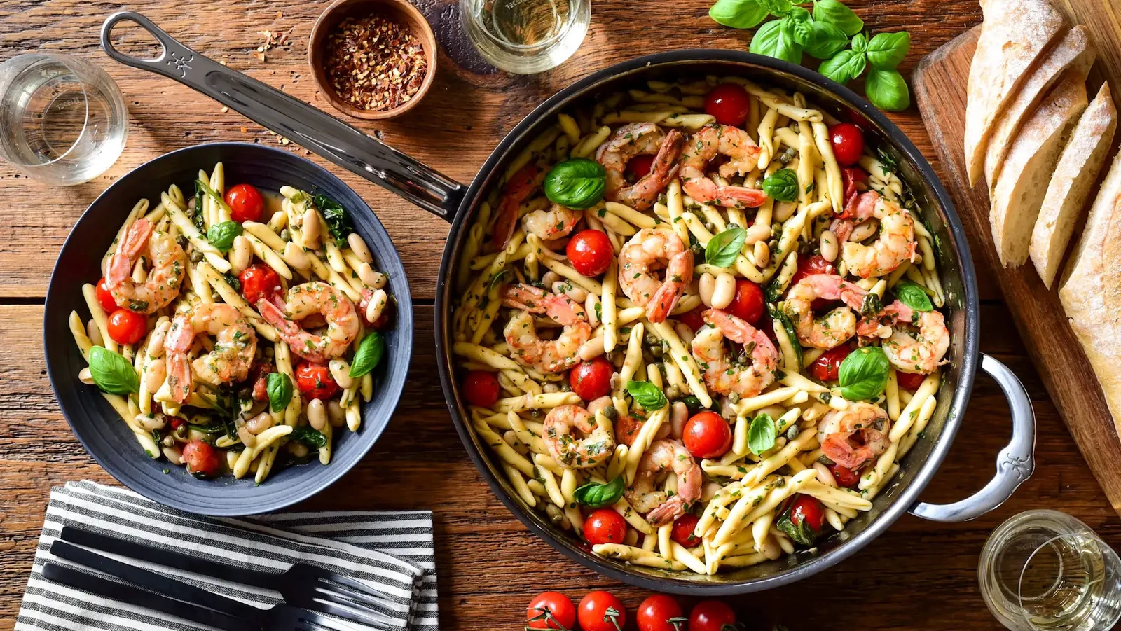 Image of Lemon Caper Shrimp Piccata Pasta with White Beans