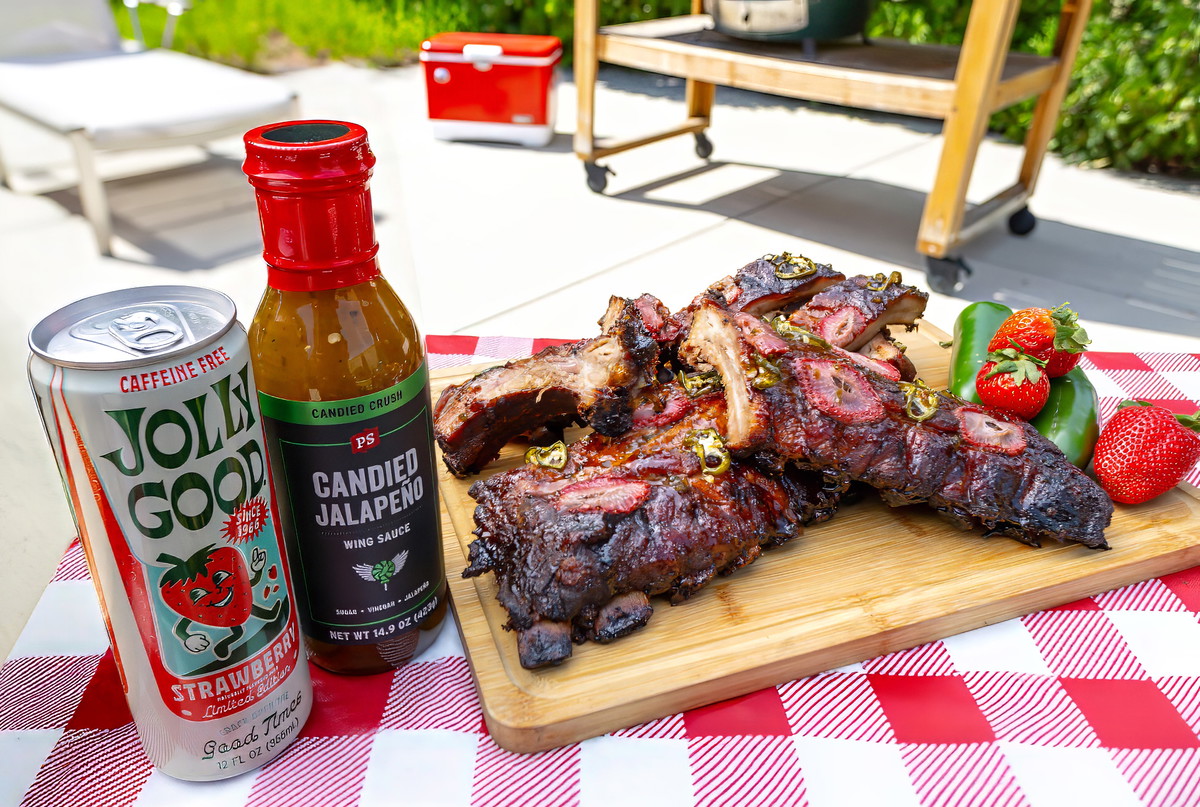 Strawberry Jalapeño Ribs with Jolly Good Strawberry Soda