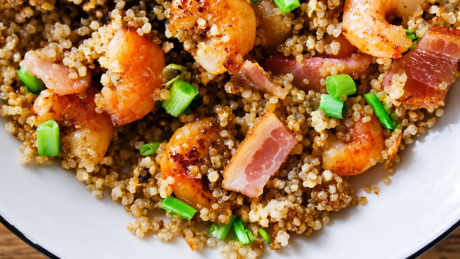 Image of Apricot & Bacon Glazed Shrimp with Quinoa