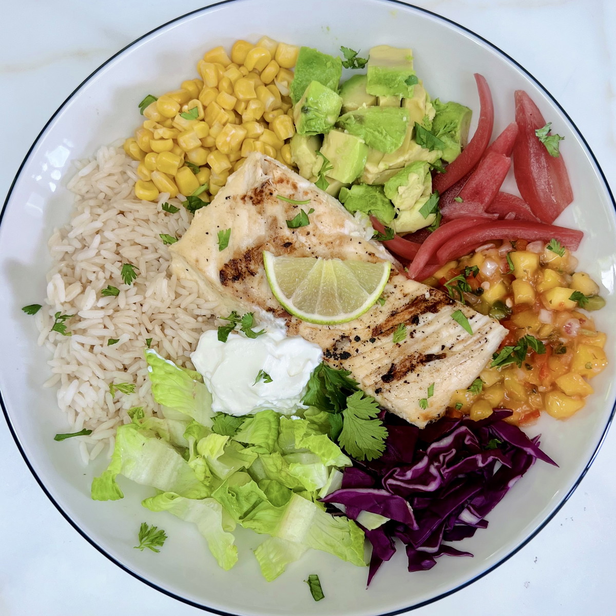 Grilled Halibut Taco Bowl