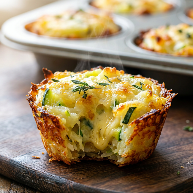 Image of crispy potato zucchini cups with gruyere