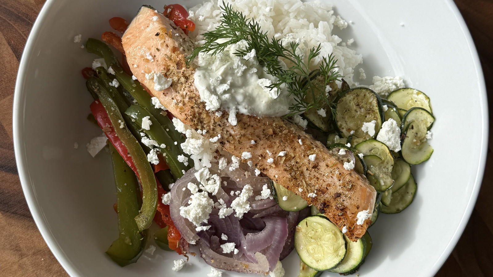 Greek Salmon Tray Bake Bowl