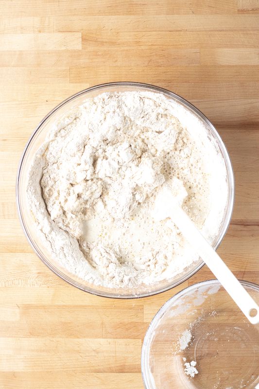 Image of Now, gently mix in the flours. Mix together until it...