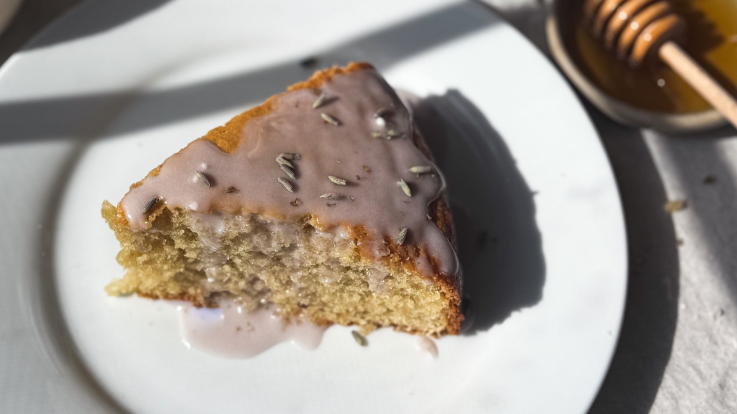 Image of Lavender Olive Oil Cake with Lavender Honey Glaze