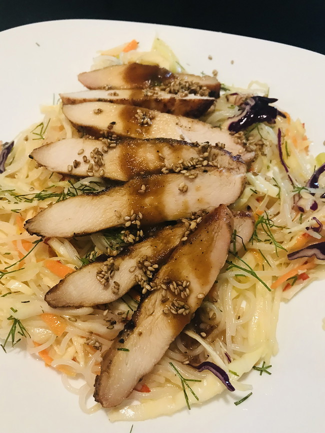 Image of Asian Noodle Salad WIth Korean Barbecued Chicken