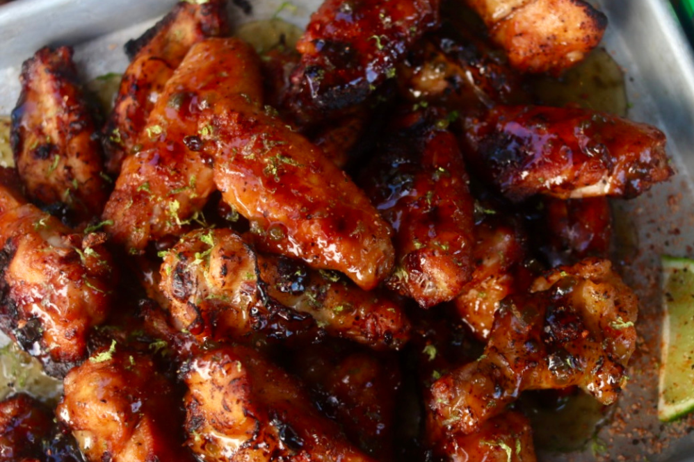Sticky Peach Habanero BBQ Wings
