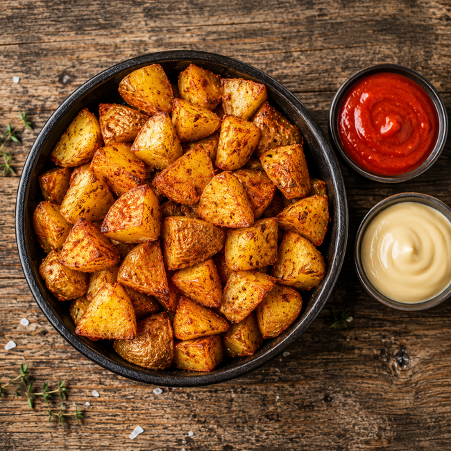 Image of patatas bravas (spain's crispy potatoes with smoky bravas sauce)
