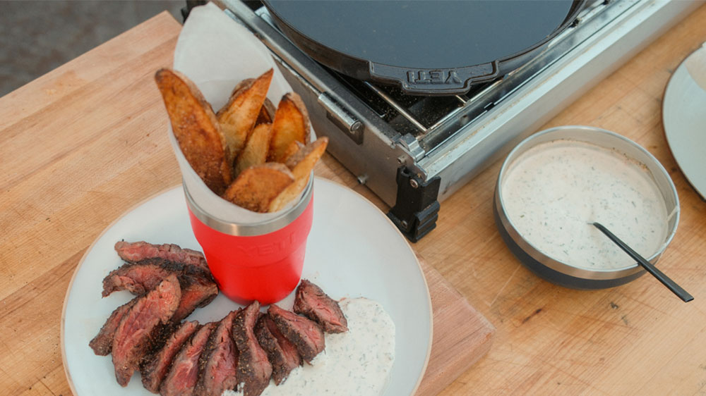 Hanger Steak with Tallow Fried Steak Fries